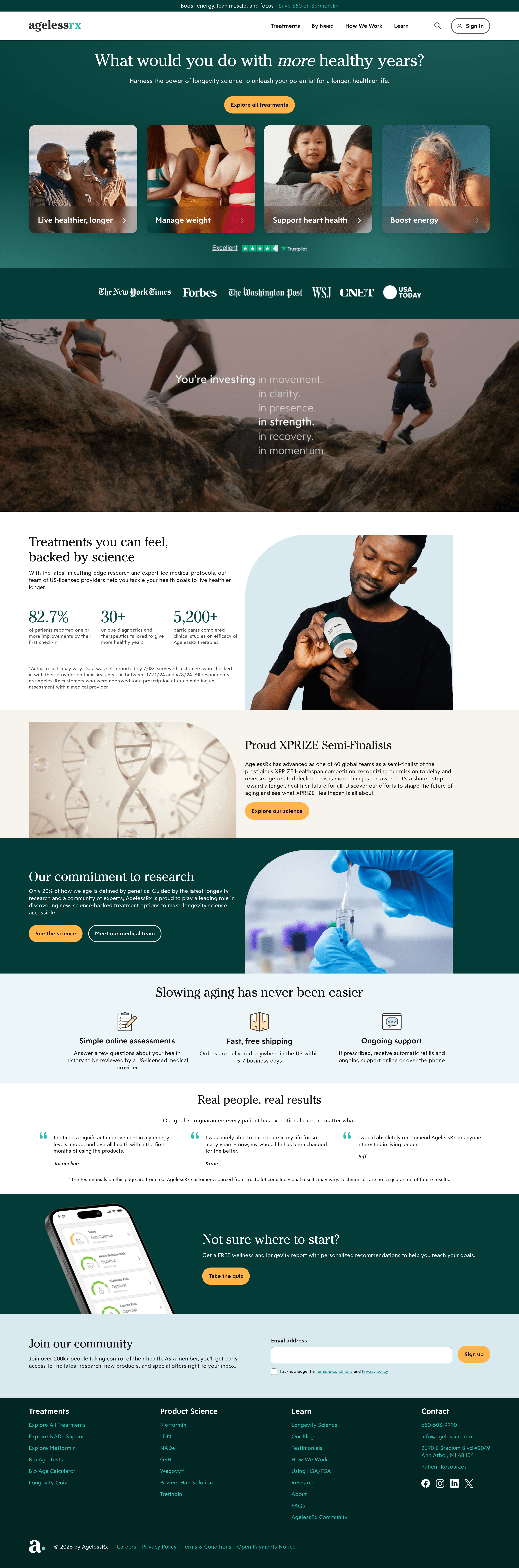 Agelessrx dtc landing page screenshot