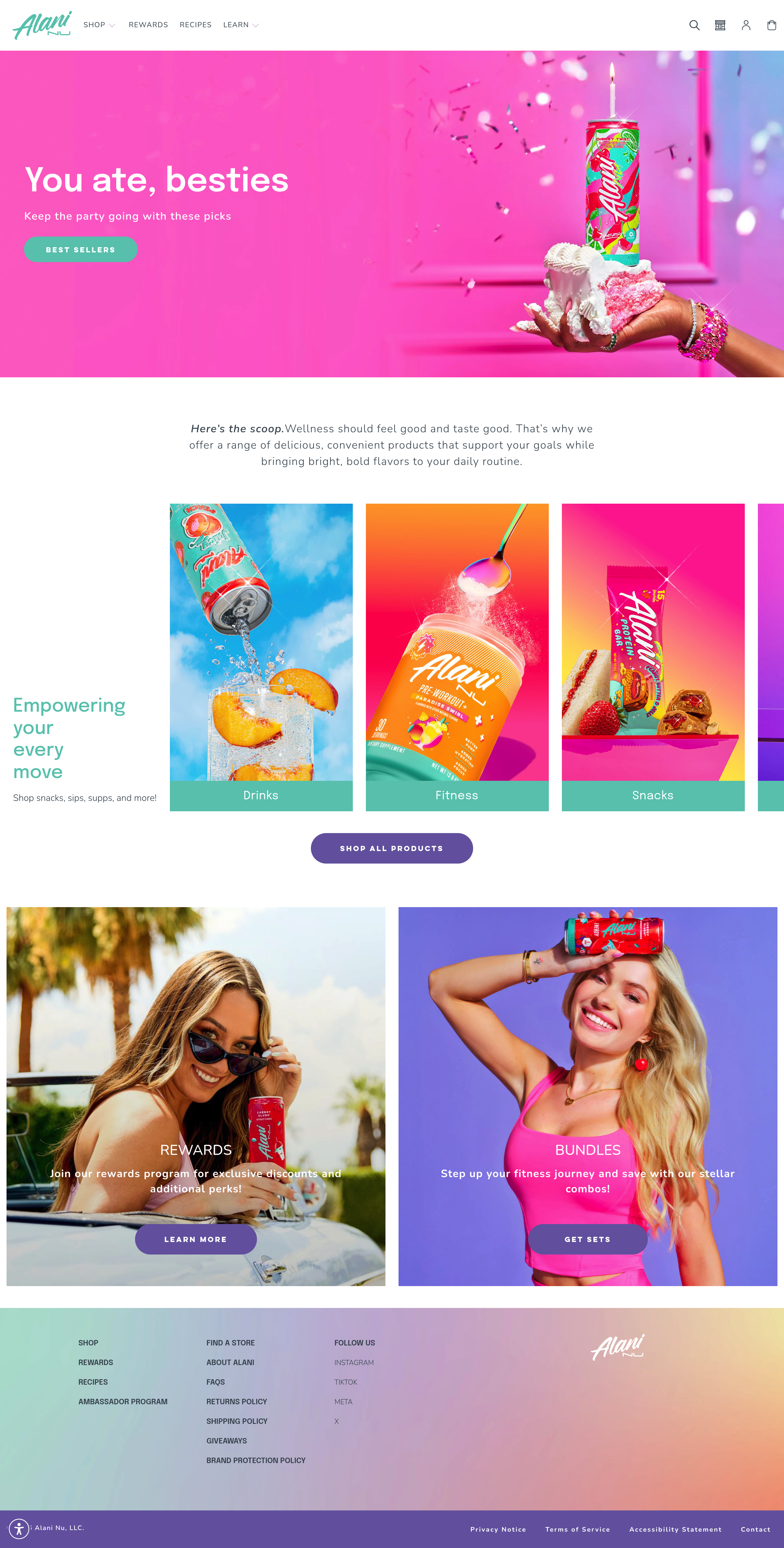 Alani Nu Pre-Workout dtc landing page screenshot