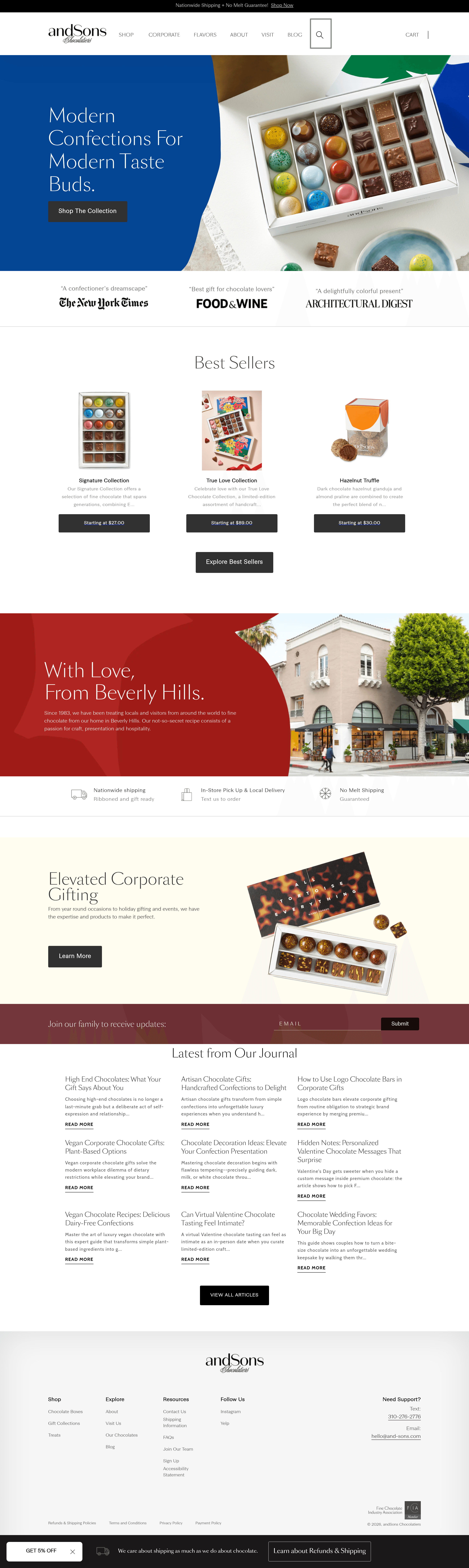 And Sons dtc landing page screenshot