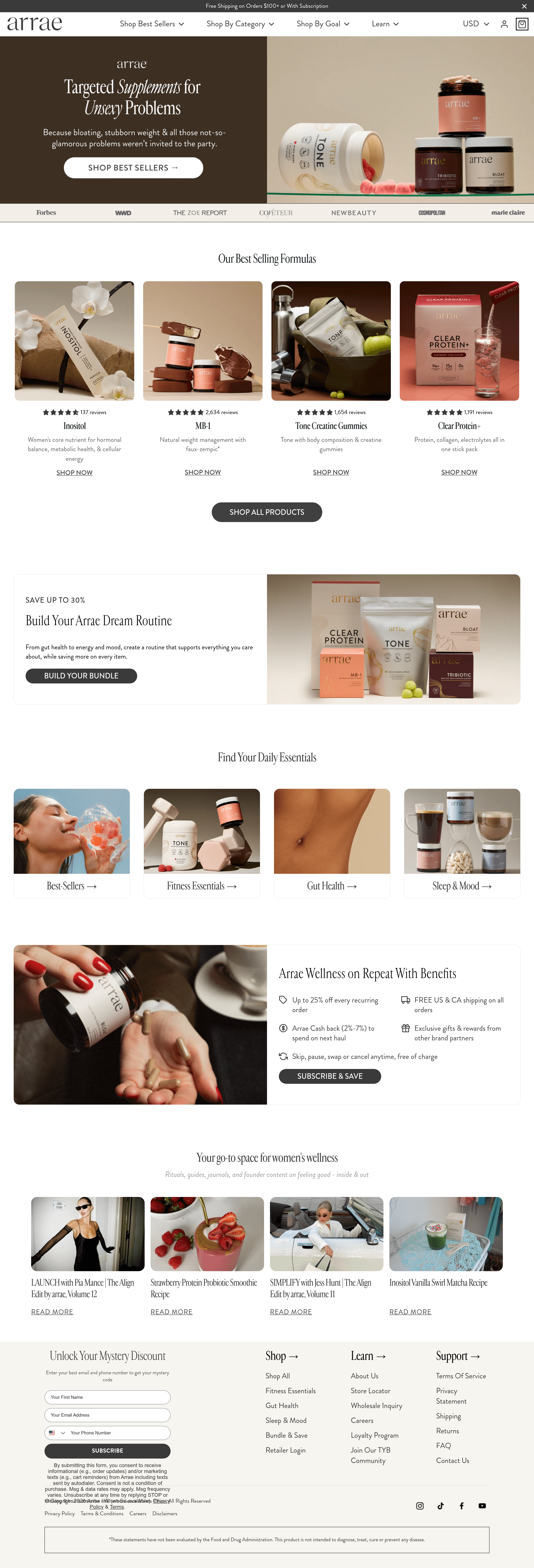 Arrae dtc landing page screenshot