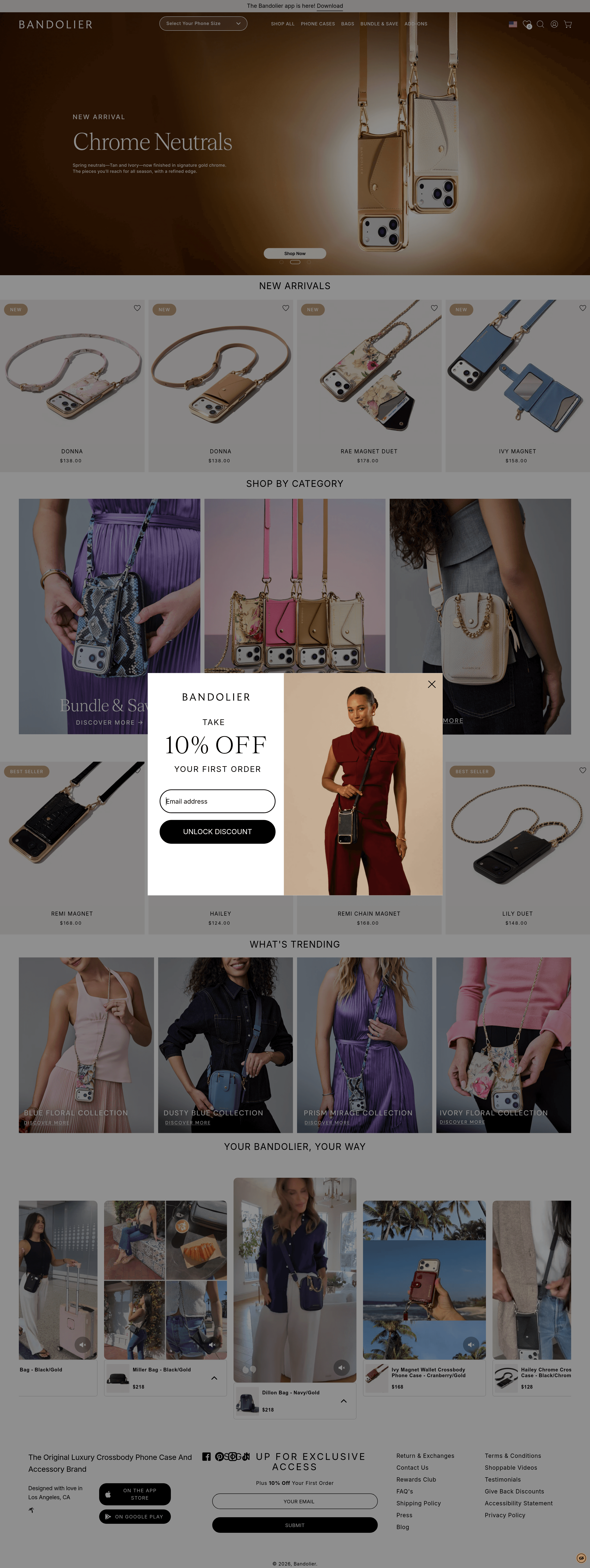 Bandolierstyle dtc landing page screenshot