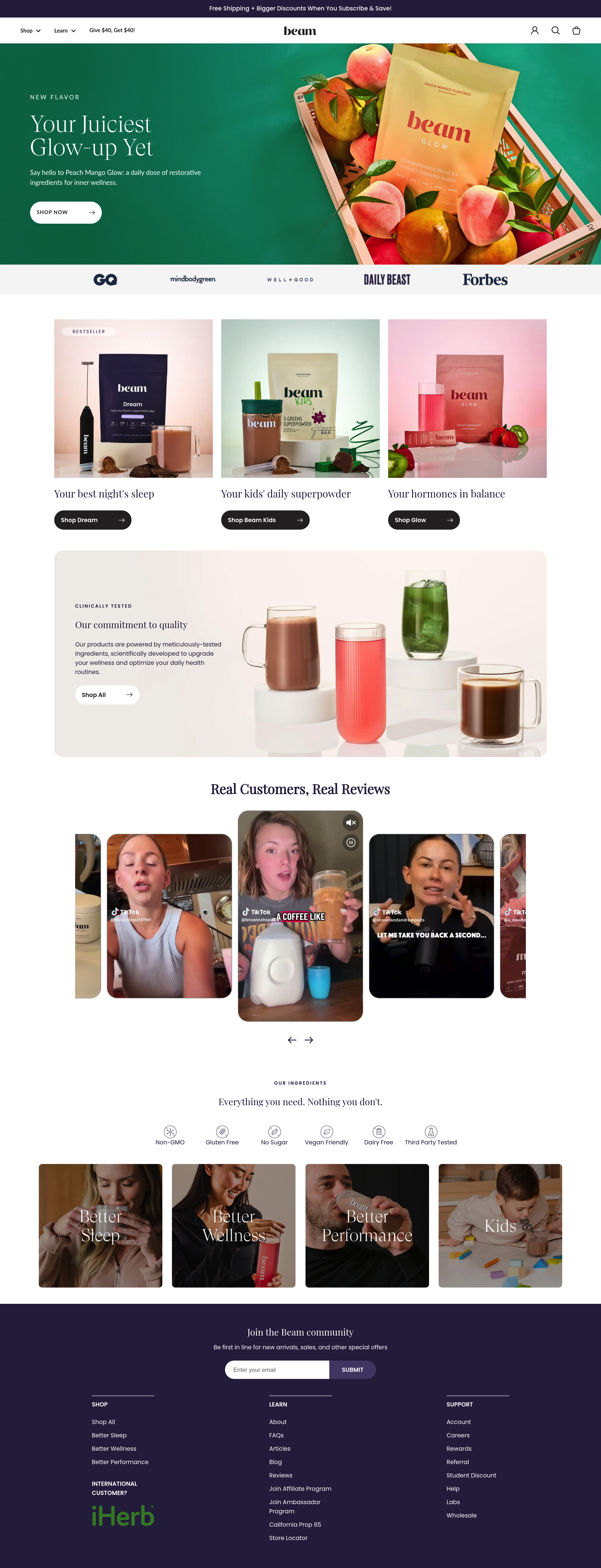 Beam dtc landing page screenshot
