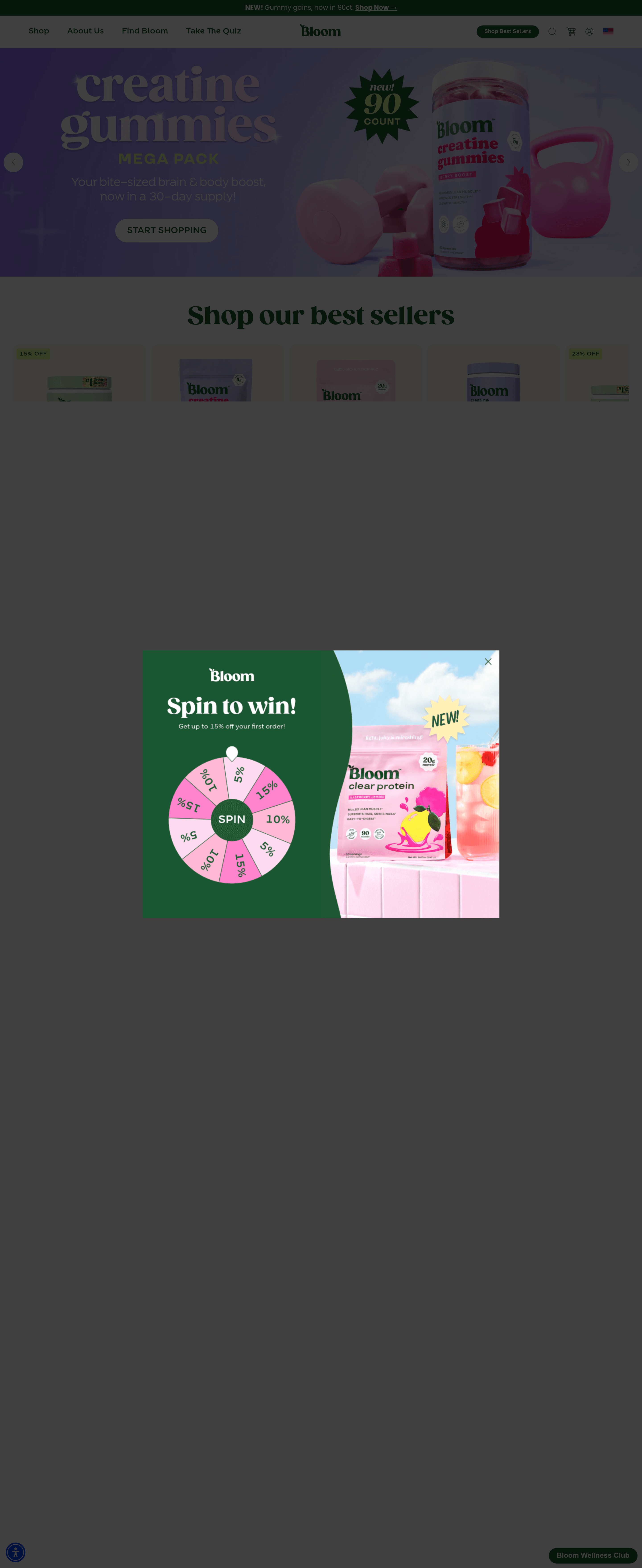 Bloom Nutrition dtc landing page screenshot