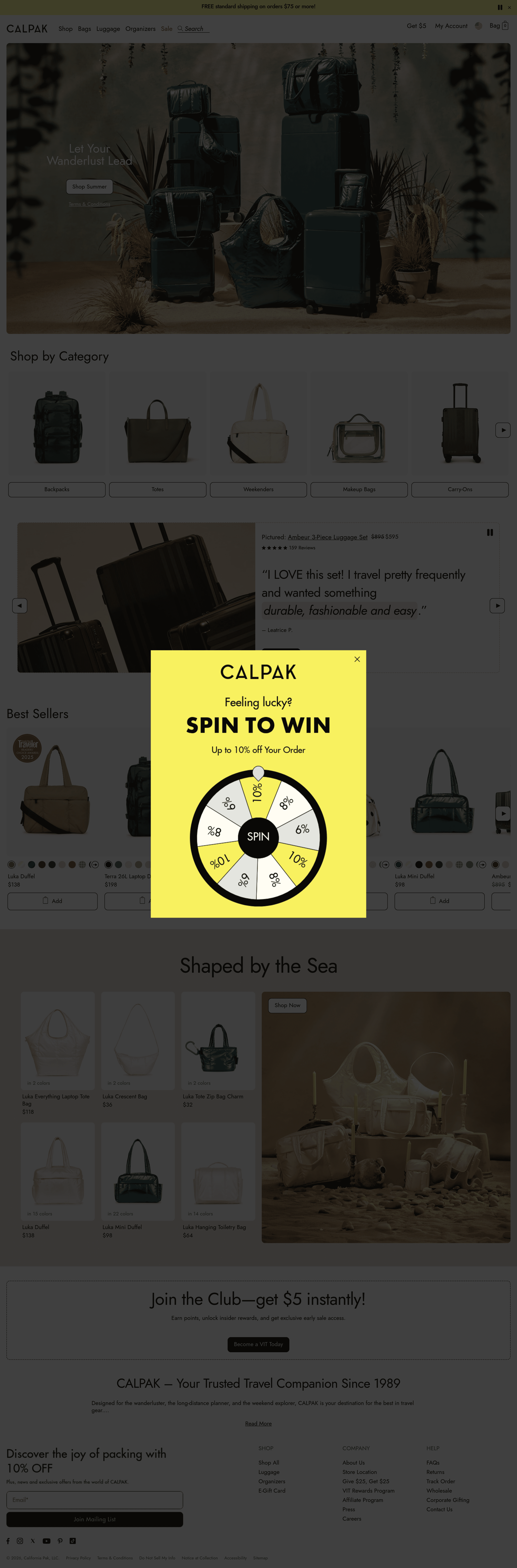 CALPAK dtc landing page screenshot