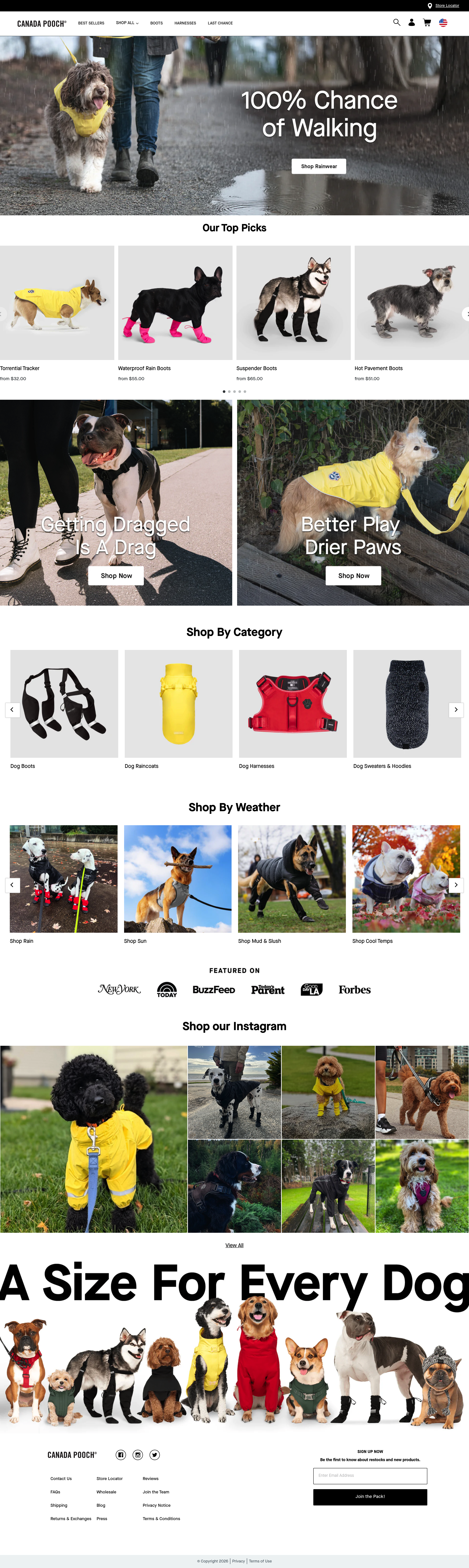 Canada Pooch dtc landing page screenshot