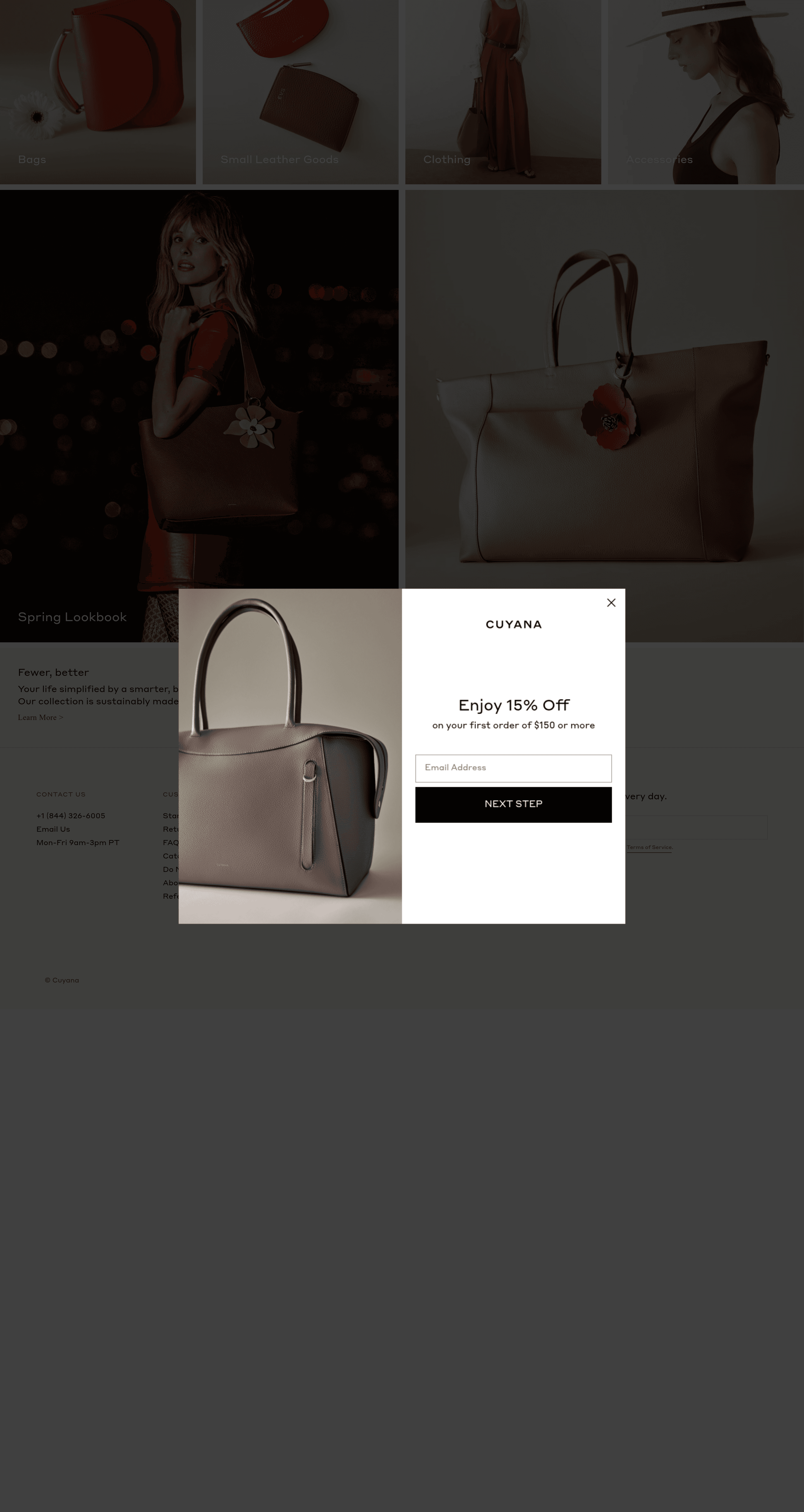 Cuyana dtc landing page screenshot