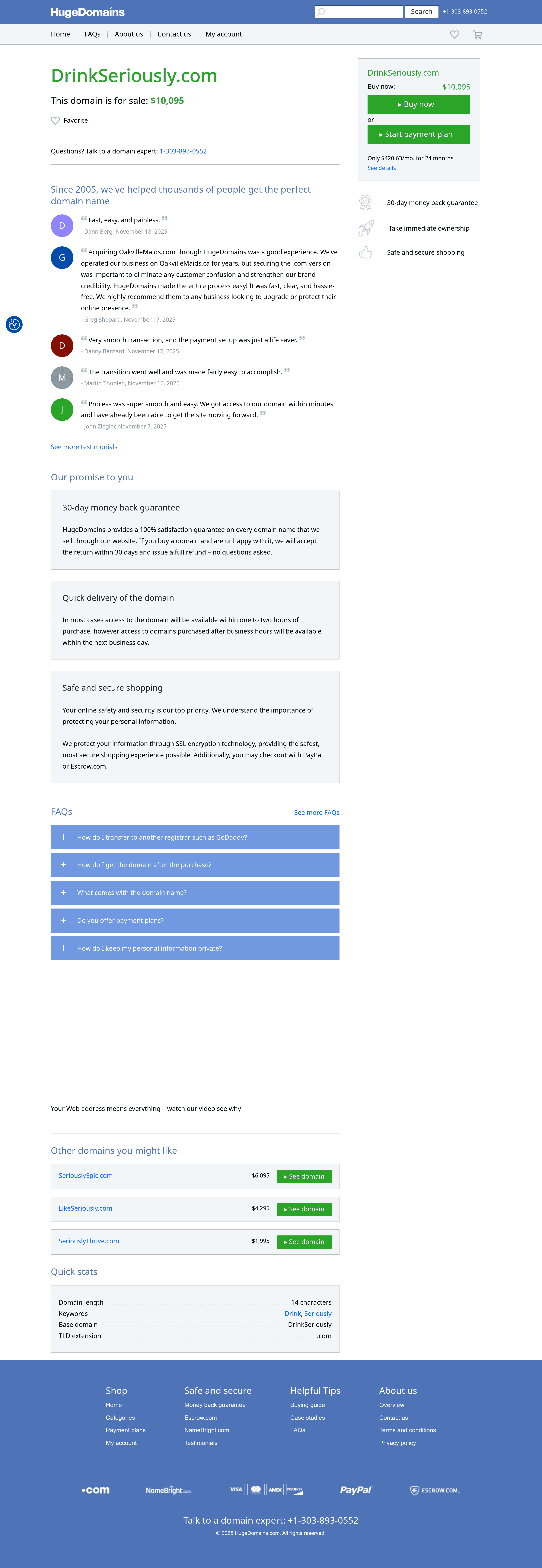 Drinkseriously dtc landing page screenshot