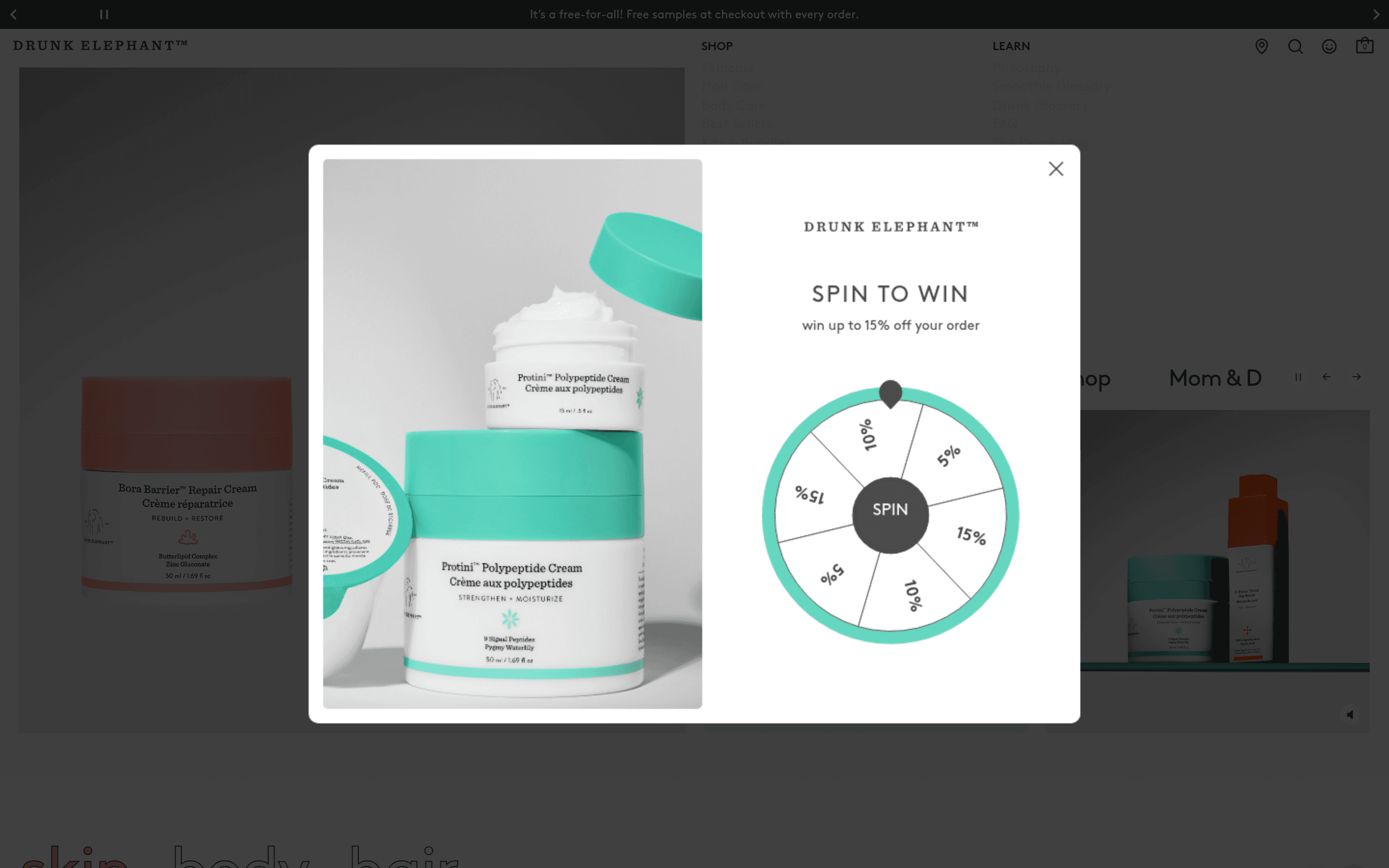 Drunk Elephant dtc landing page screenshot