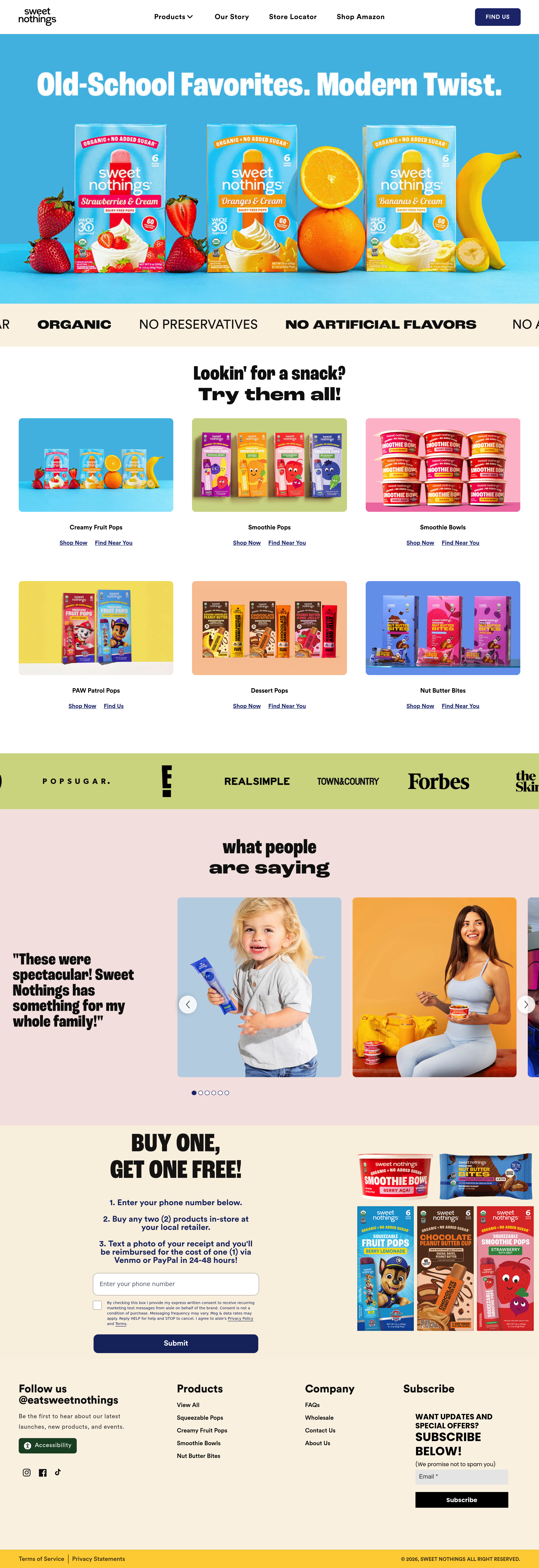 Eatsweetnothings dtc landing page screenshot