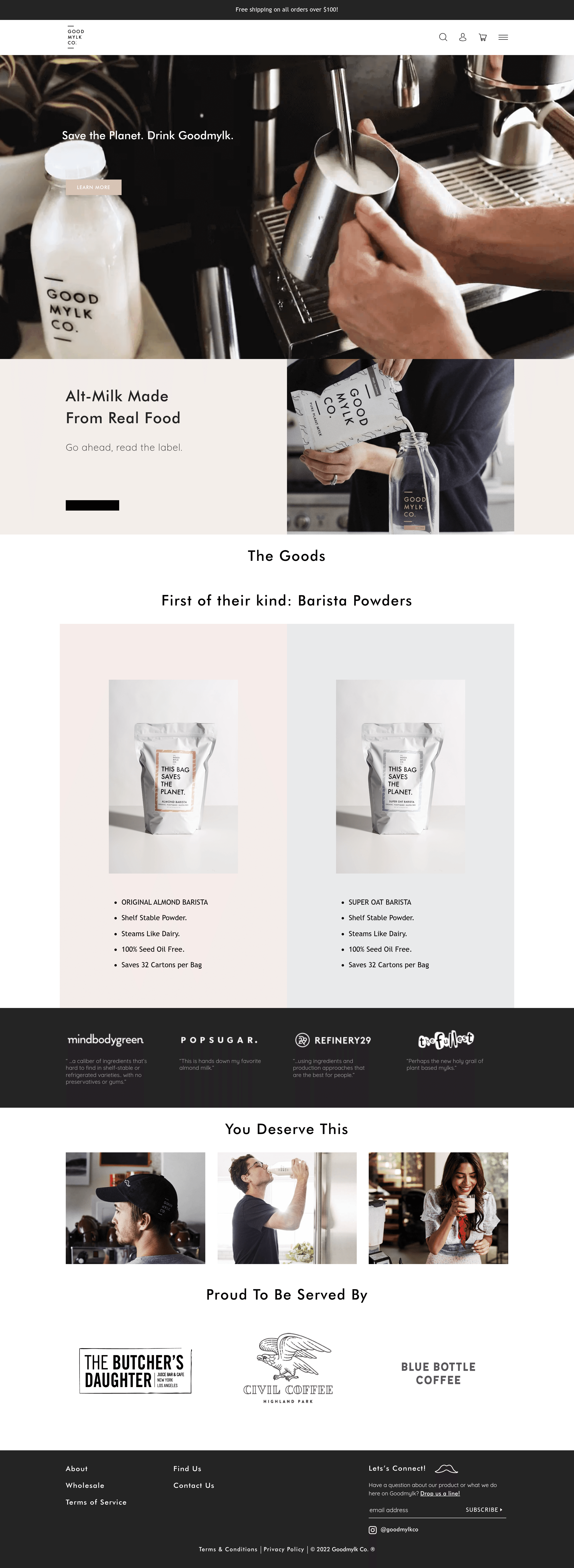 Goodmylk dtc landing page screenshot