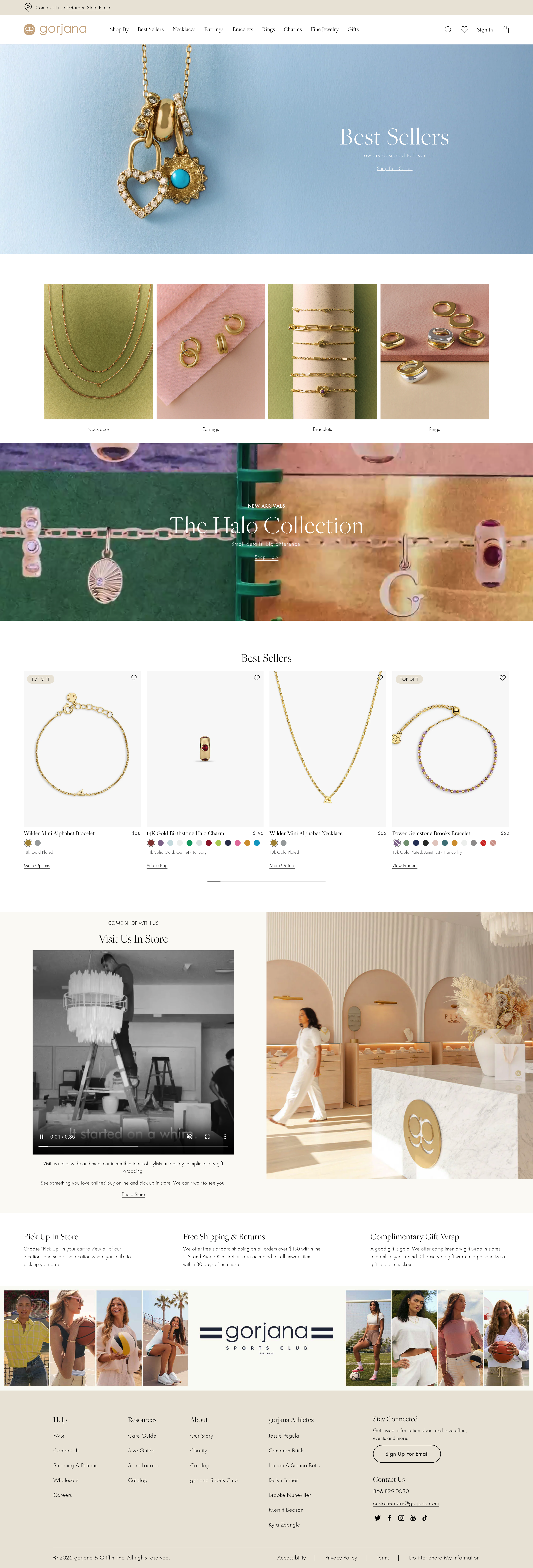 Gorjana dtc landing page screenshot