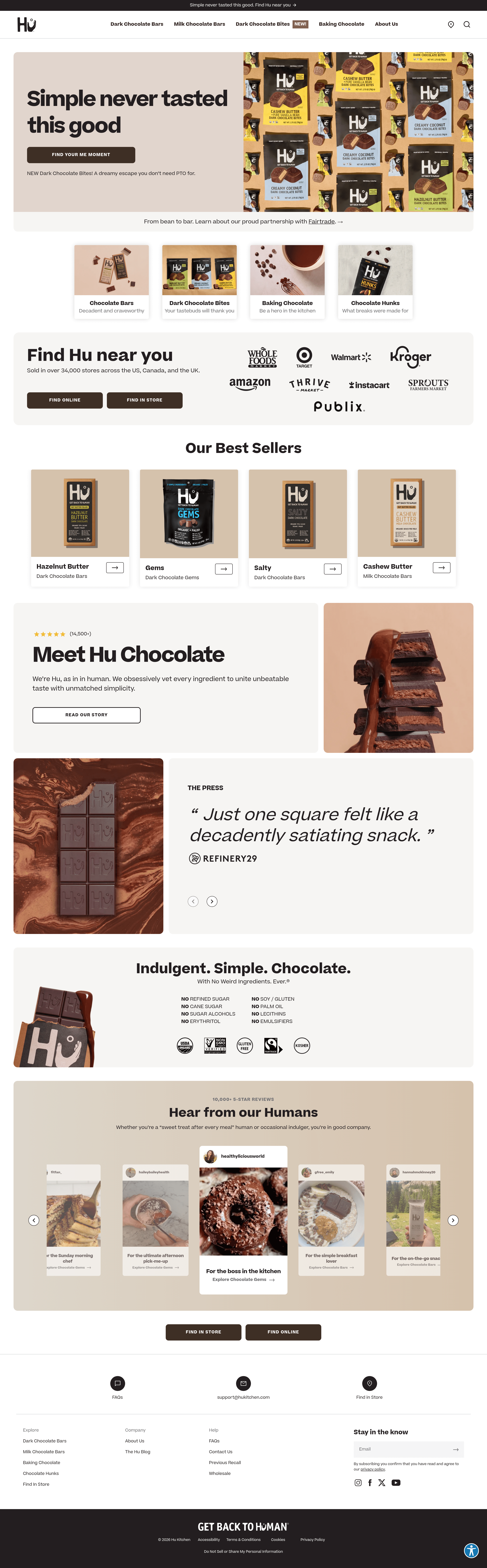 Hu Kitchen dtc landing page screenshot