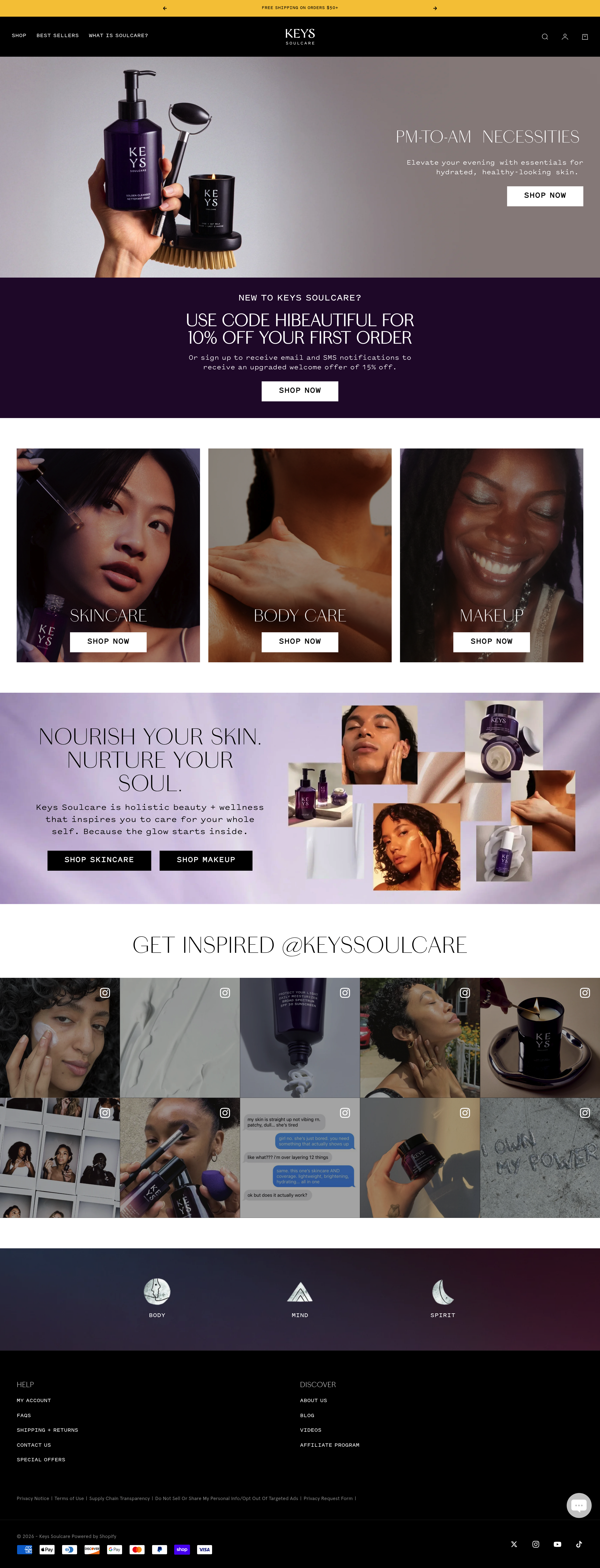 Keys Soulcare dtc landing page screenshot
