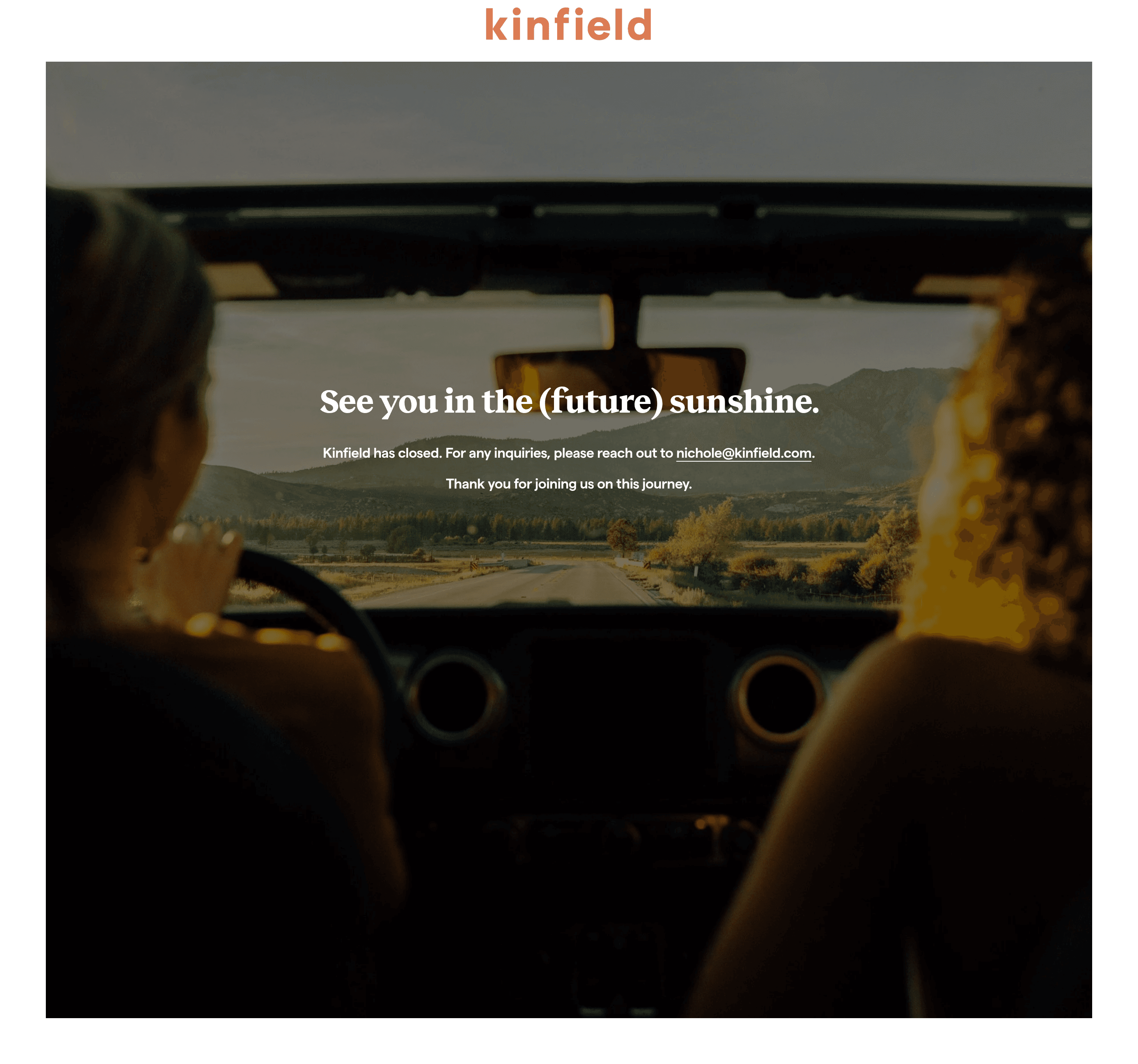 Kinfield dtc landing page screenshot