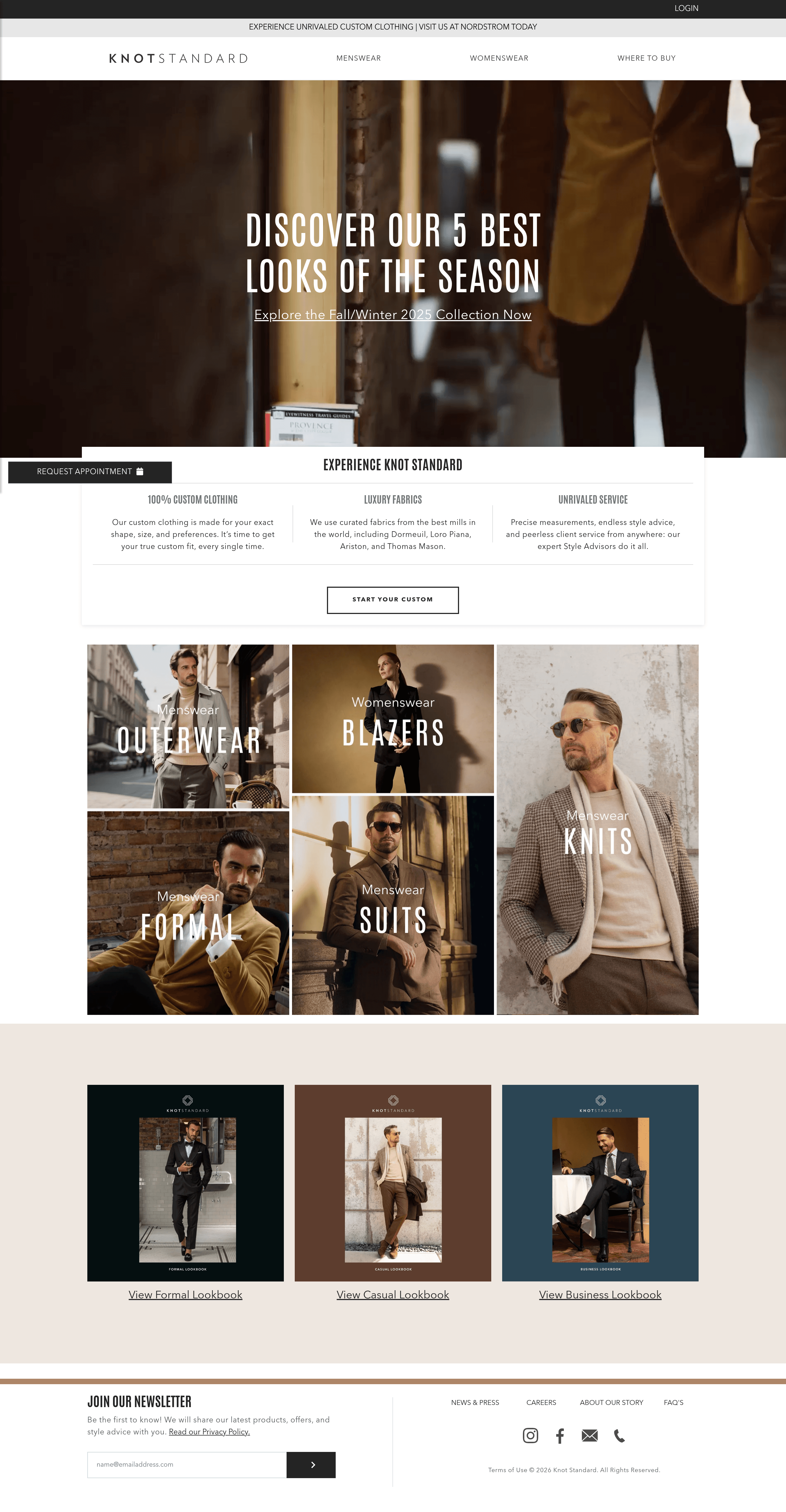 Knotstandard dtc landing page screenshot