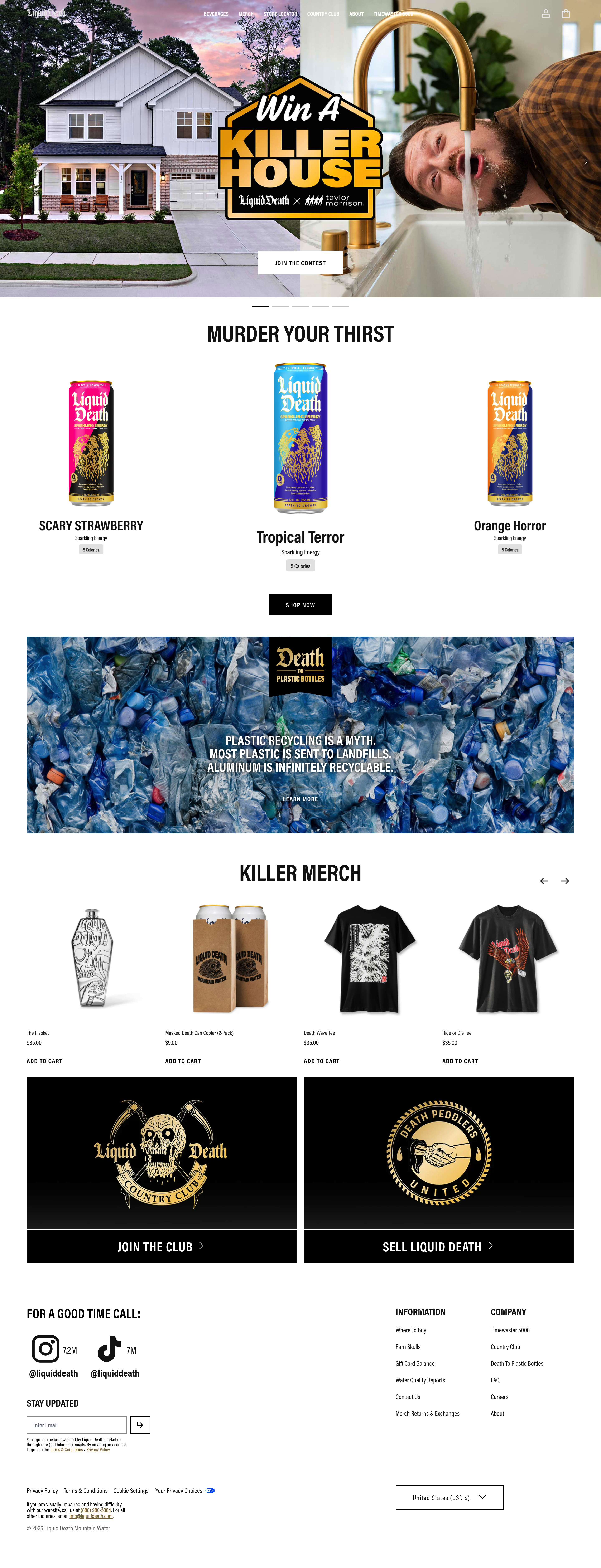 Liquid Death dtc landing page screenshot