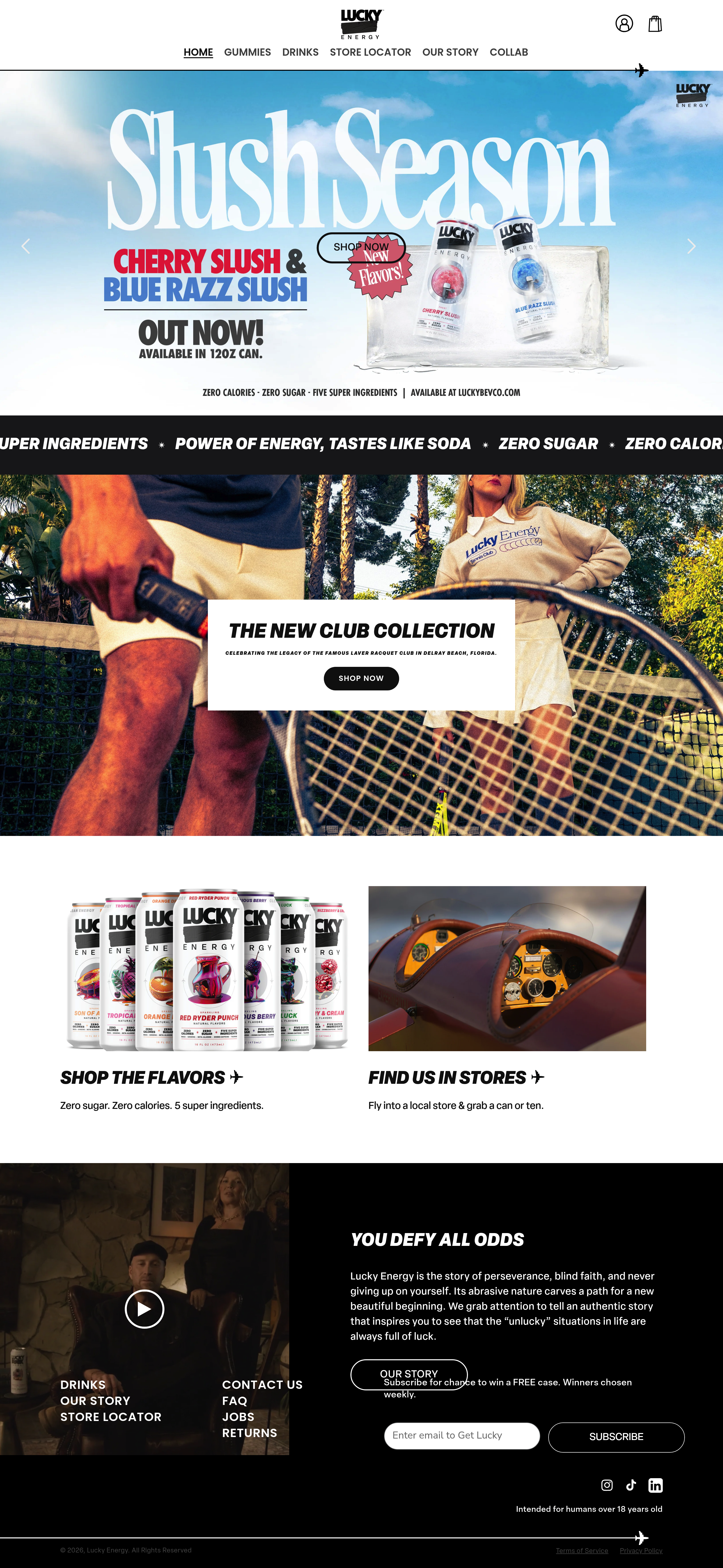 Lucky Energy dtc landing page screenshot