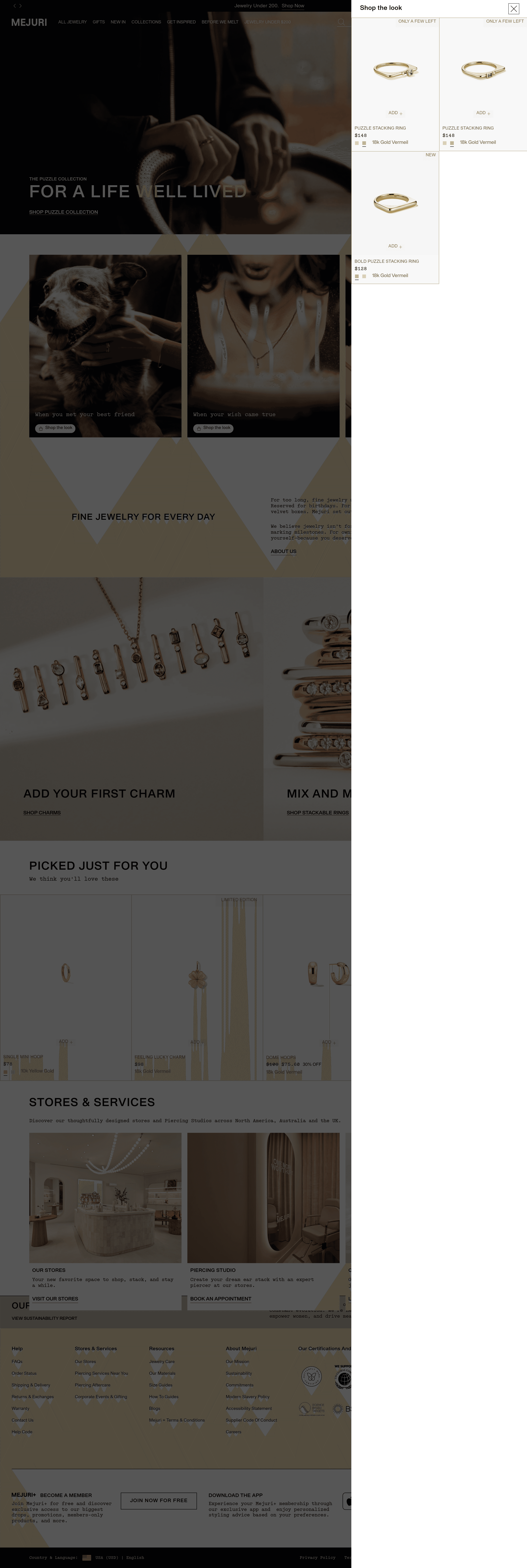 Mejuri dtc landing page screenshot