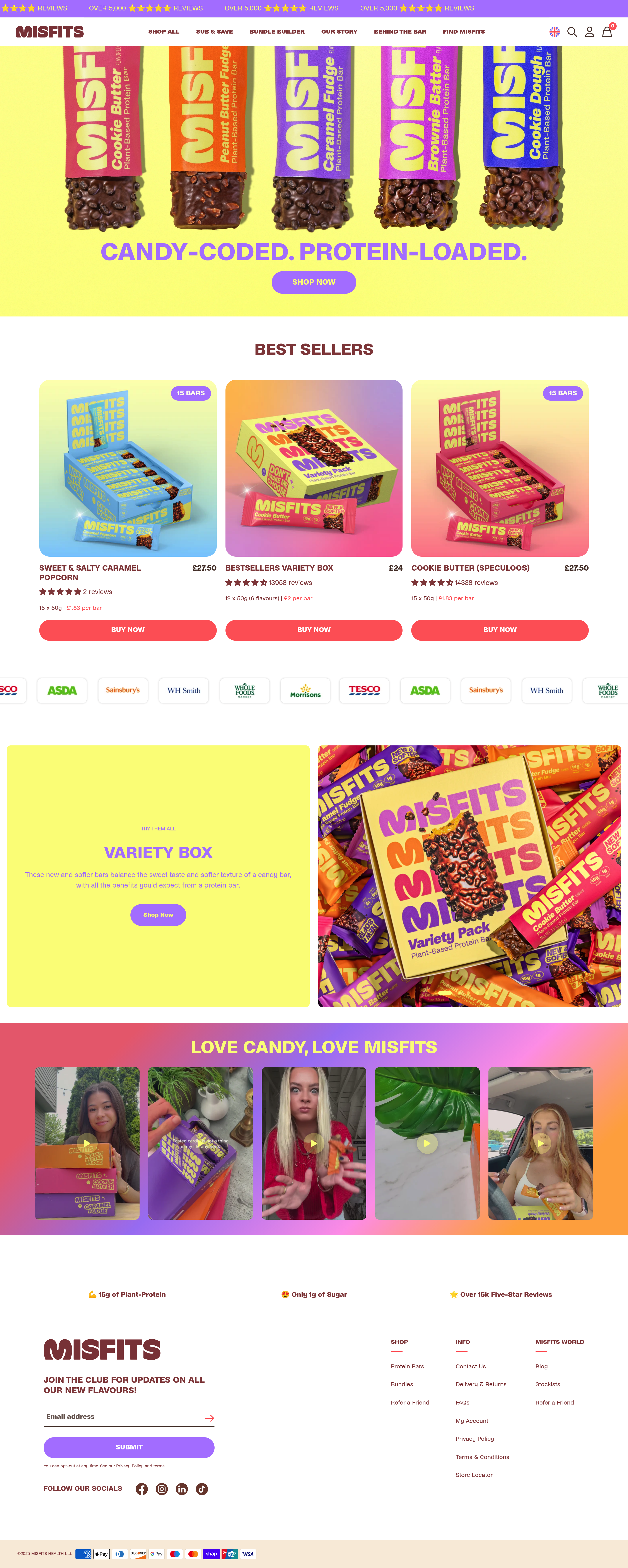 Misfits dtc landing page screenshot