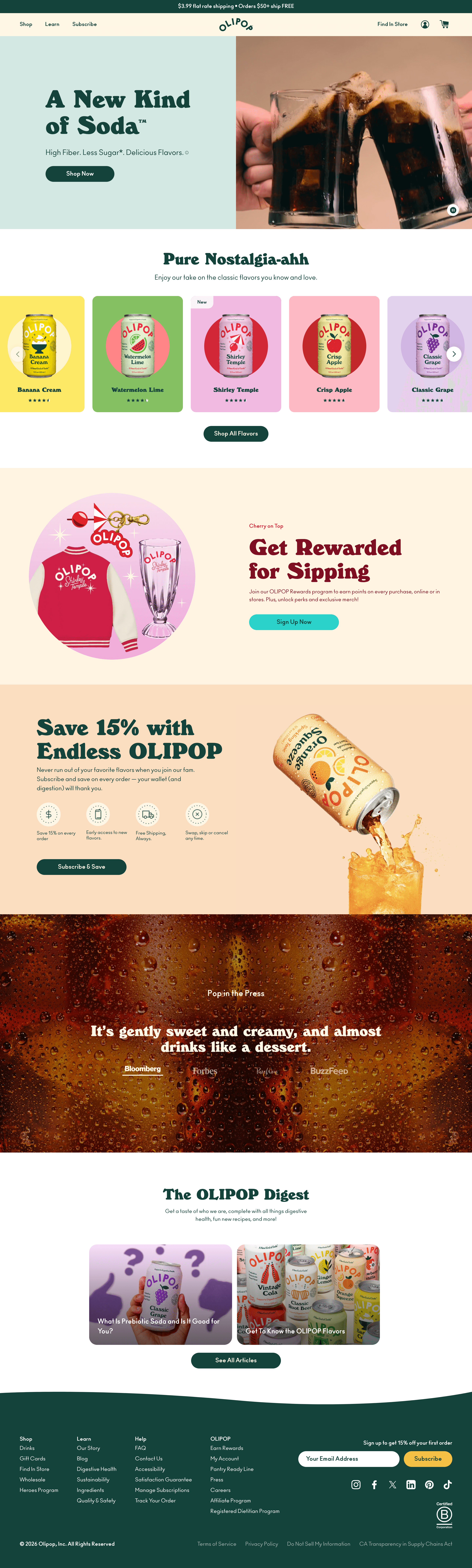 Olipop dtc landing page screenshot