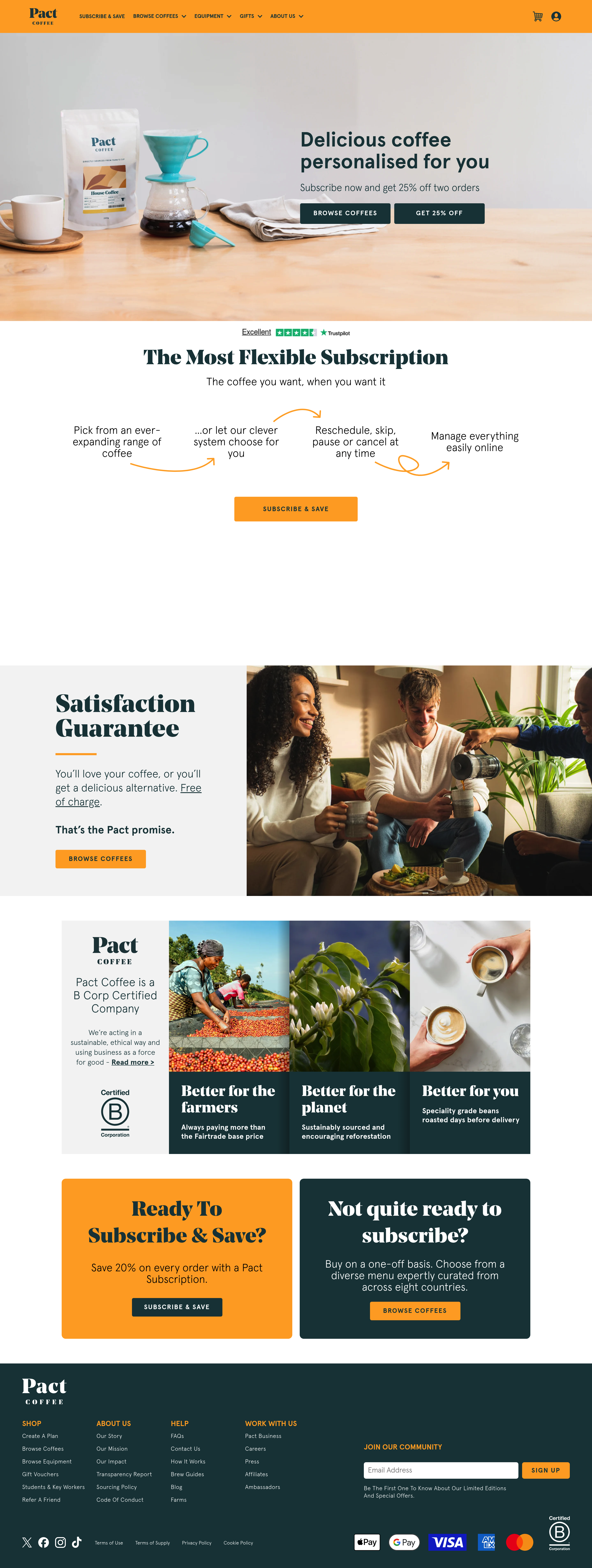 Pactcoffee dtc landing page screenshot