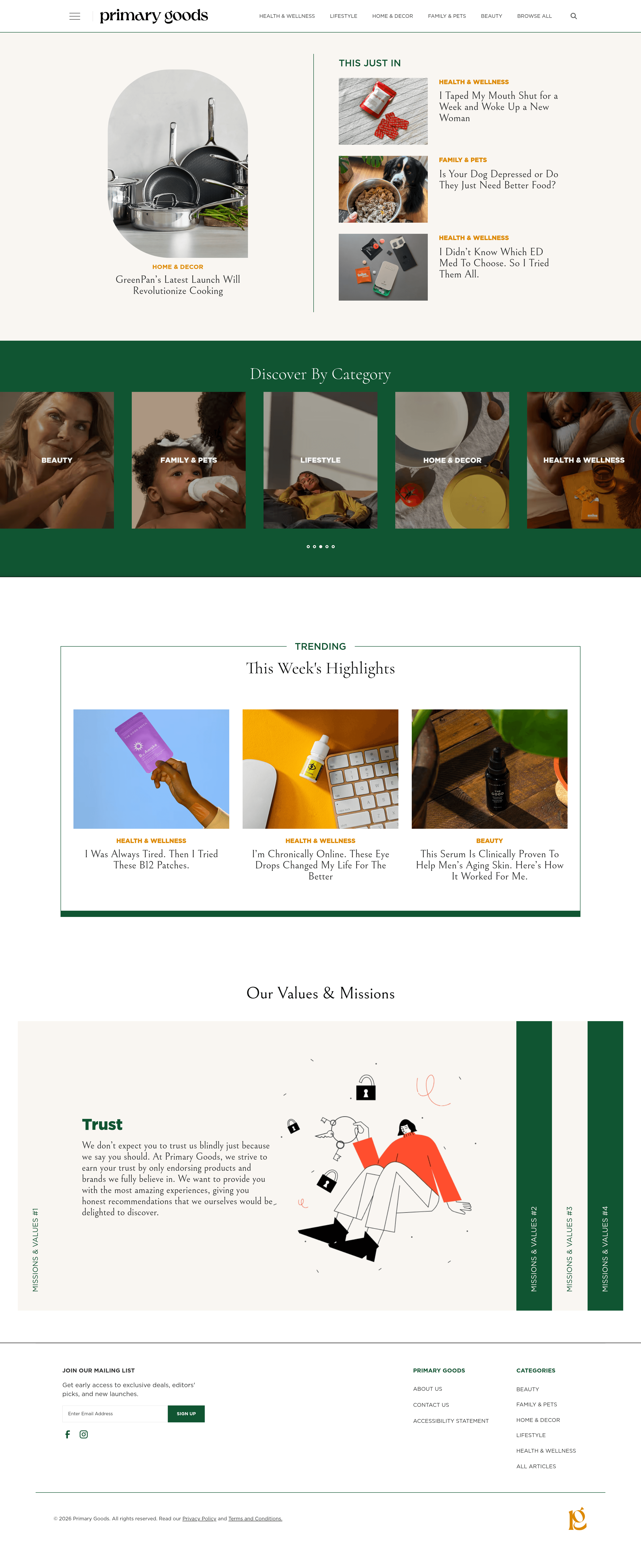 Primarygoods dtc landing page screenshot