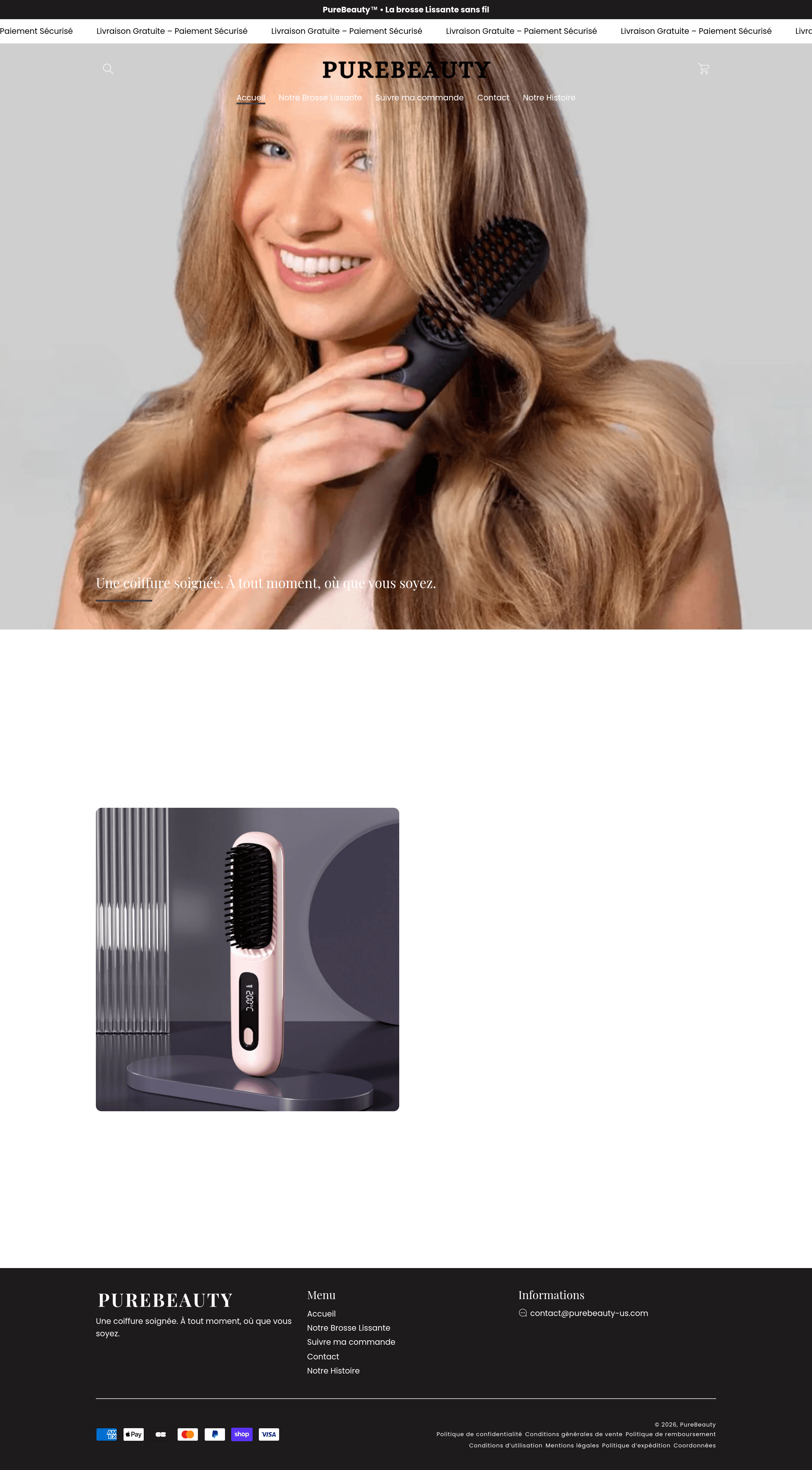 PureBeauty dtc landing page screenshot
