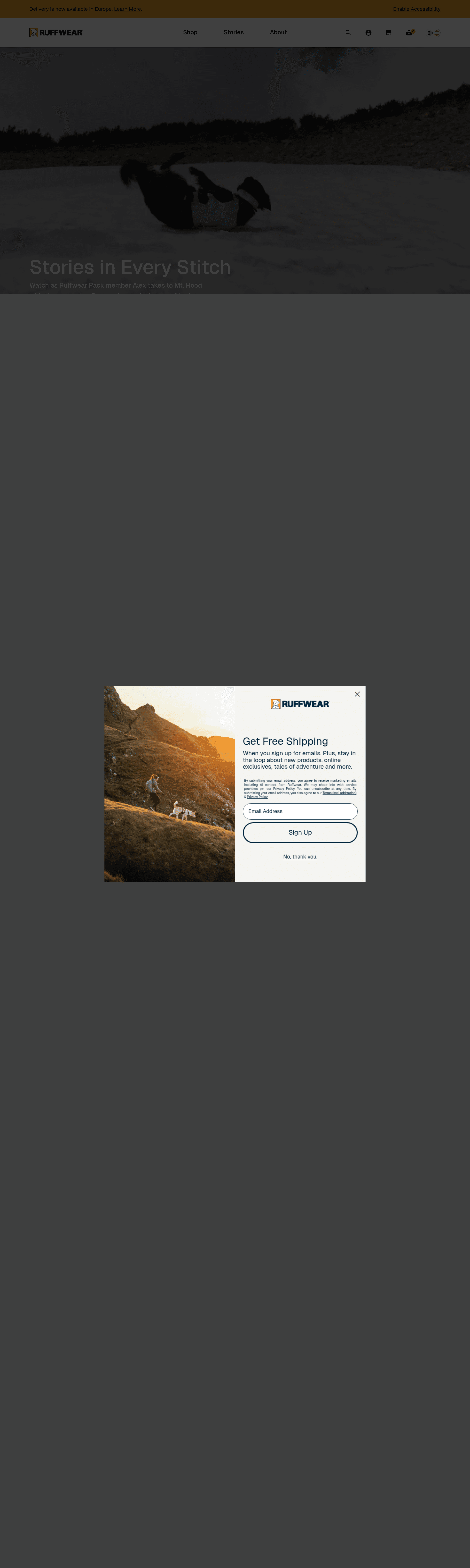 Ruffwear dtc landing page screenshot