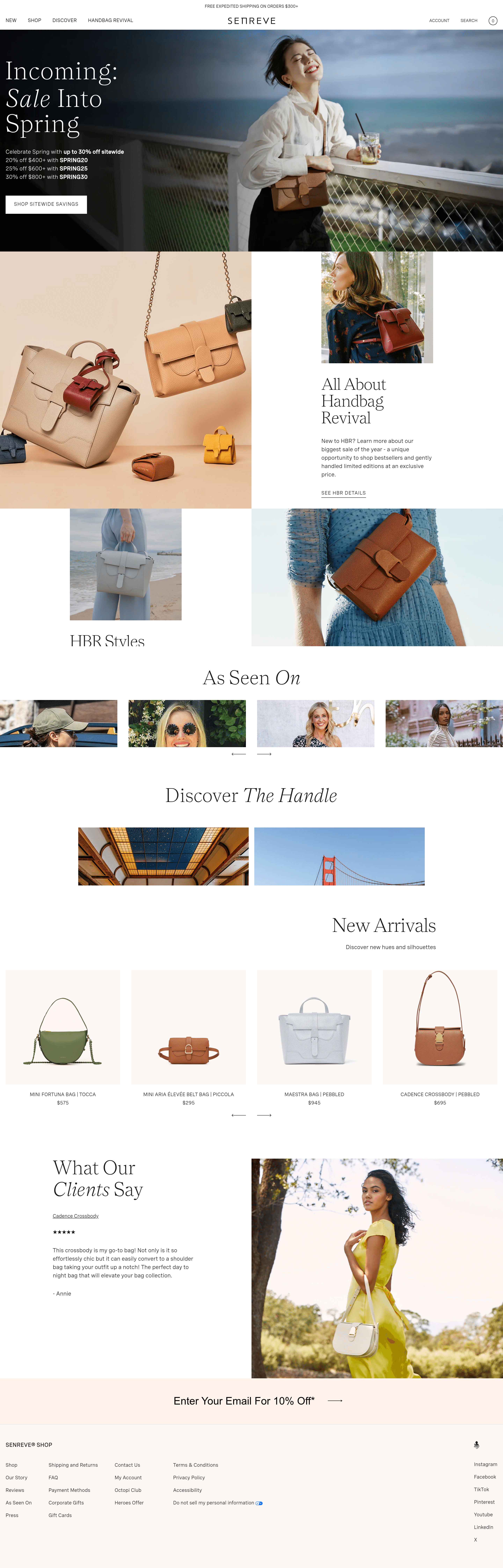 Senreve dtc landing page screenshot