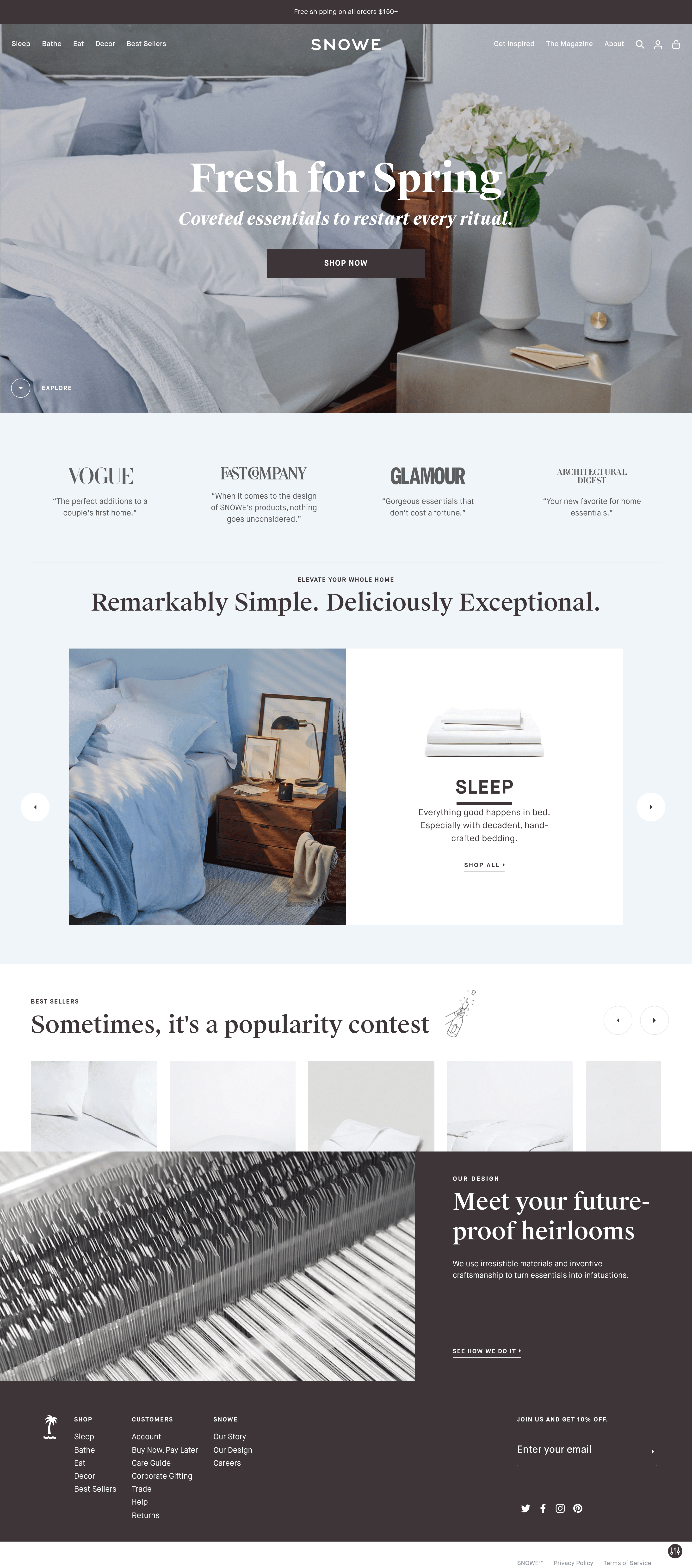 Snowehome dtc landing page screenshot