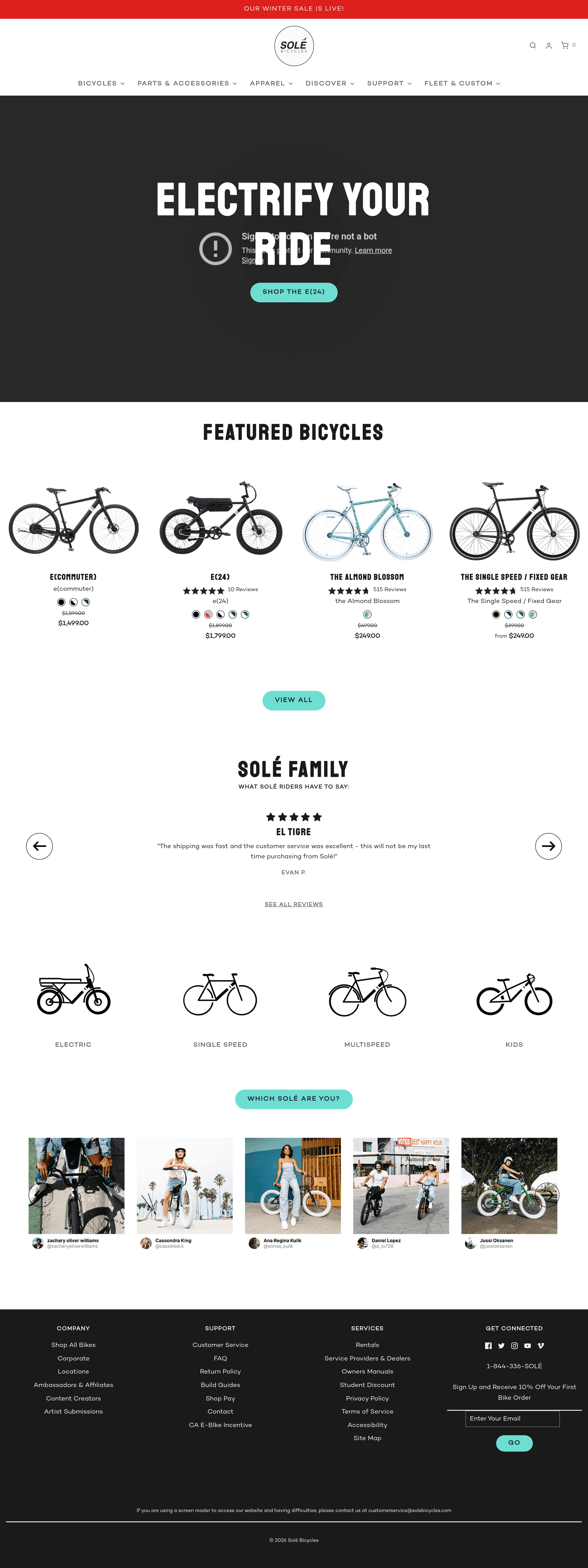 Solebicycles dtc landing page screenshot