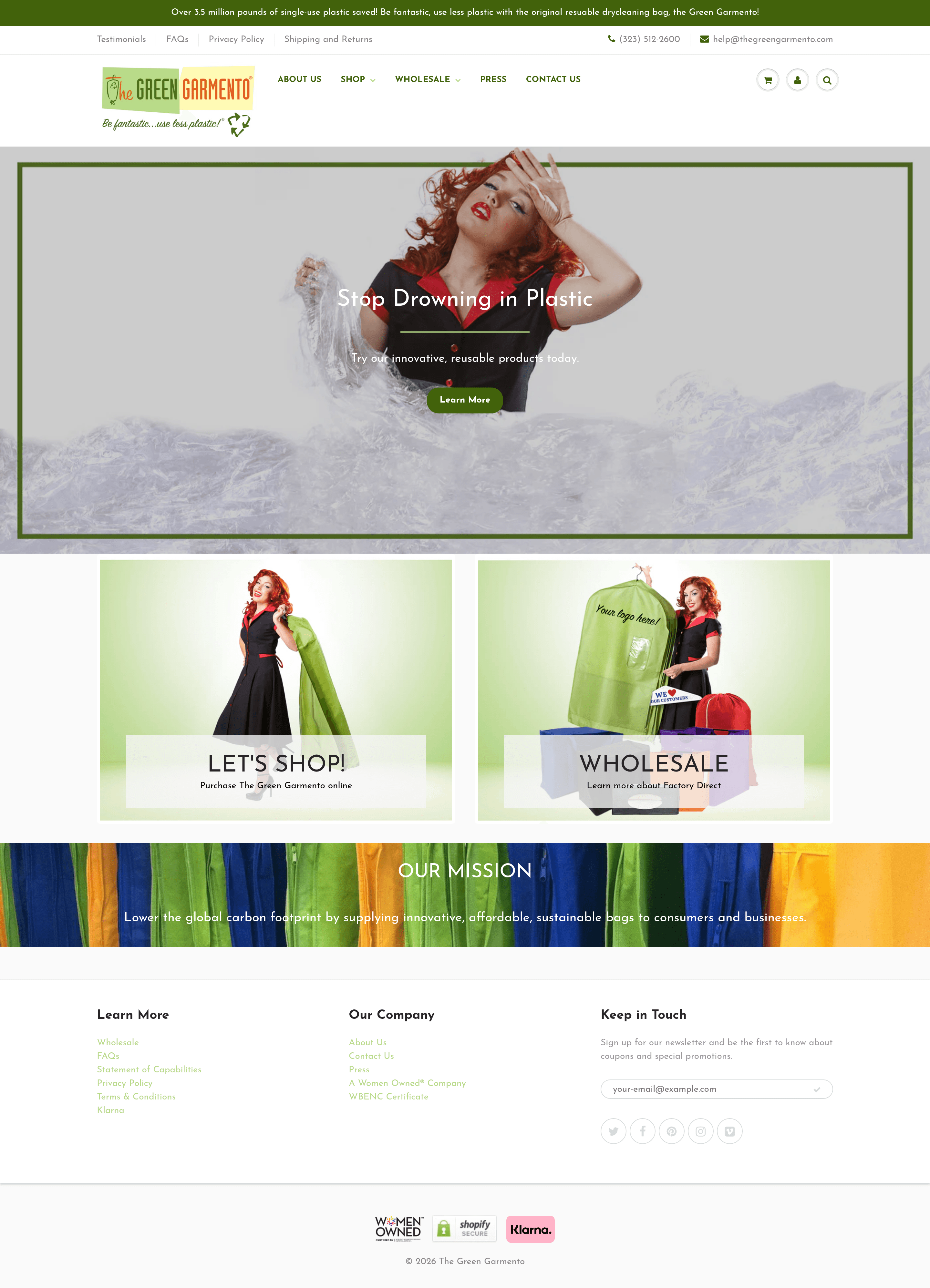 Thegreengarmento dtc landing page screenshot