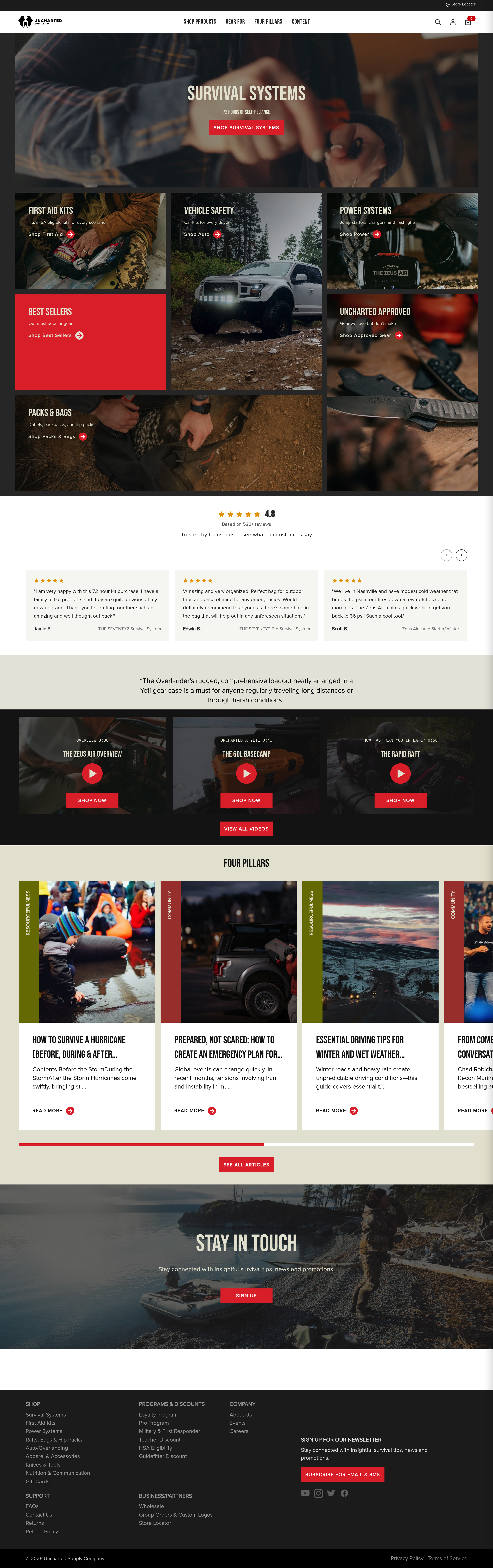 Unchartedsupplyco dtc landing page screenshot