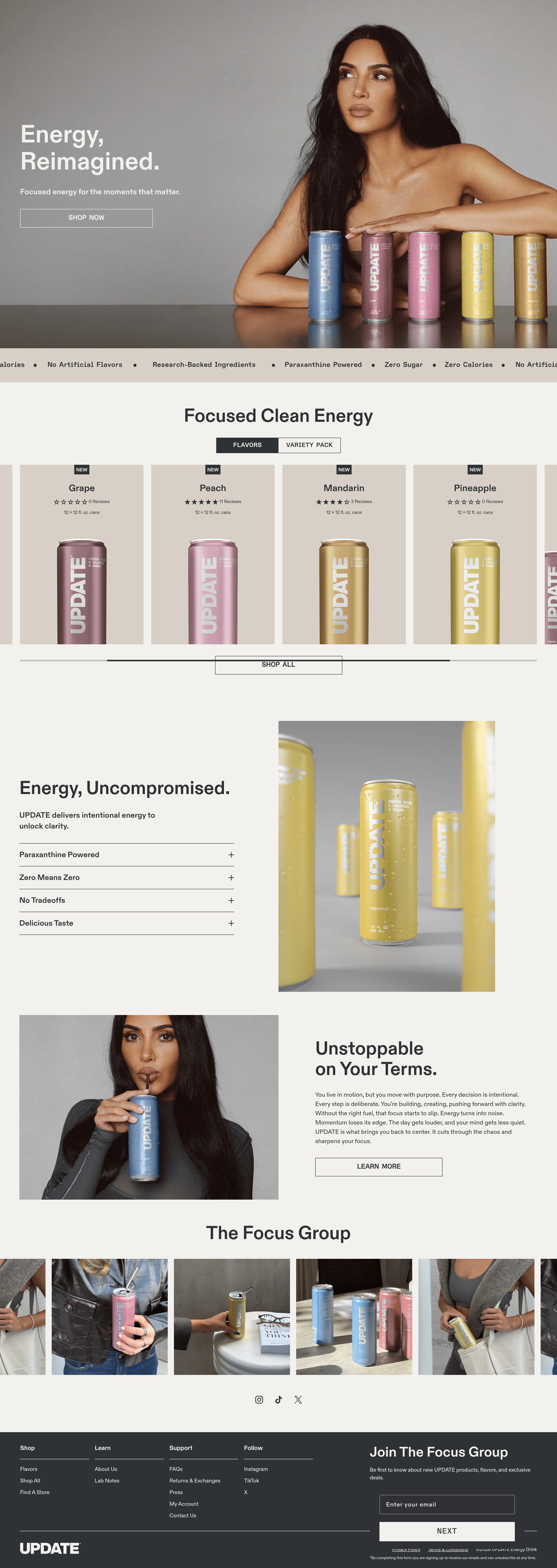 Update Energy Drink dtc landing page screenshot