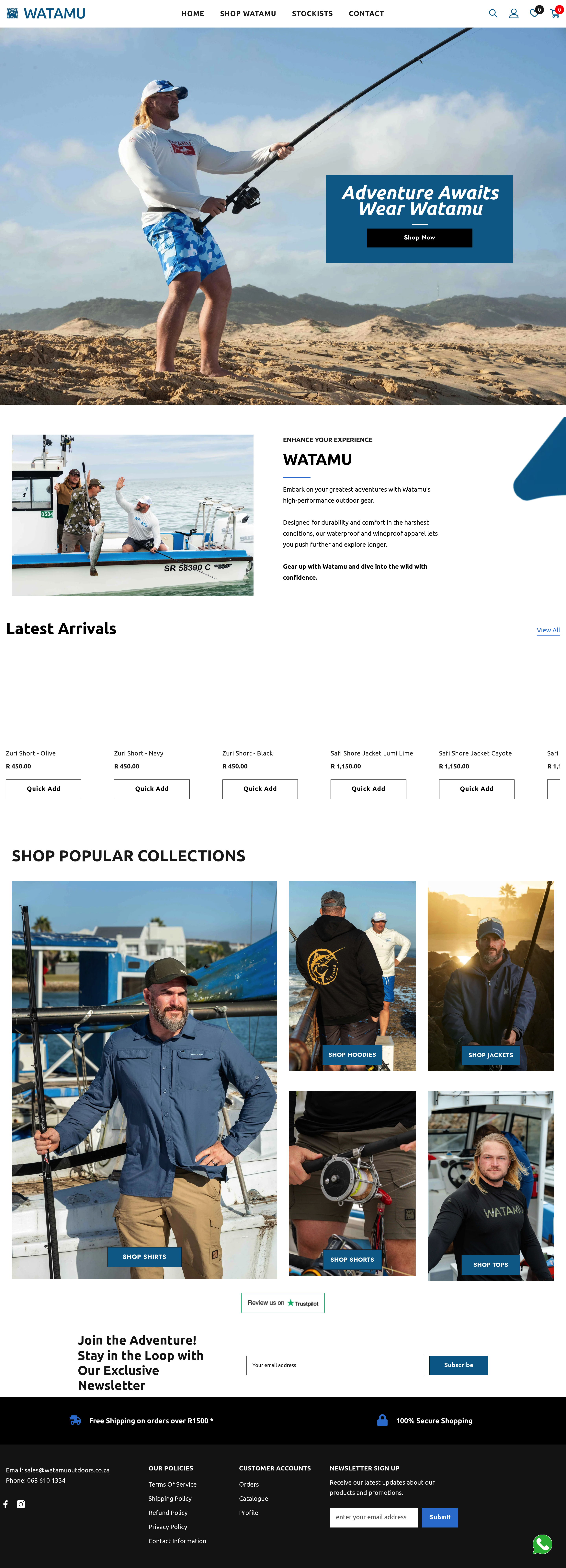 Watamuoutdoors dtc landing page screenshot